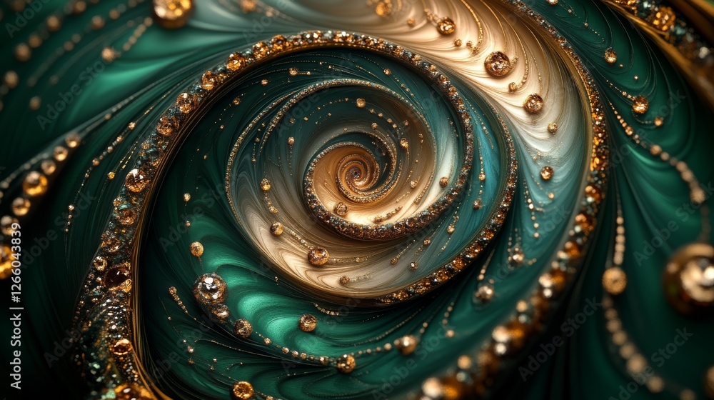 Poster spiral fractal swirl green gold pattern background color element design art inspiration concept styl