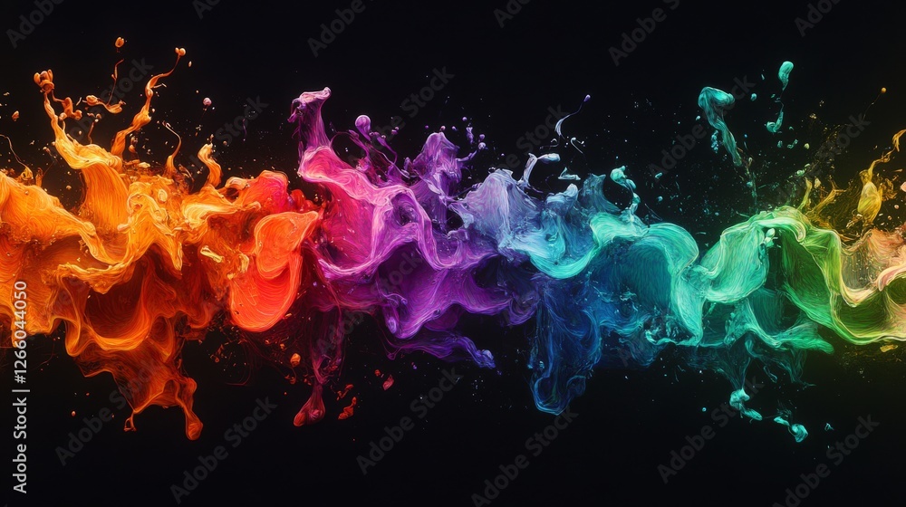 Aufkleber fractal wave color pattern concept with flowing neon hue design for futuristic art marketing usage f