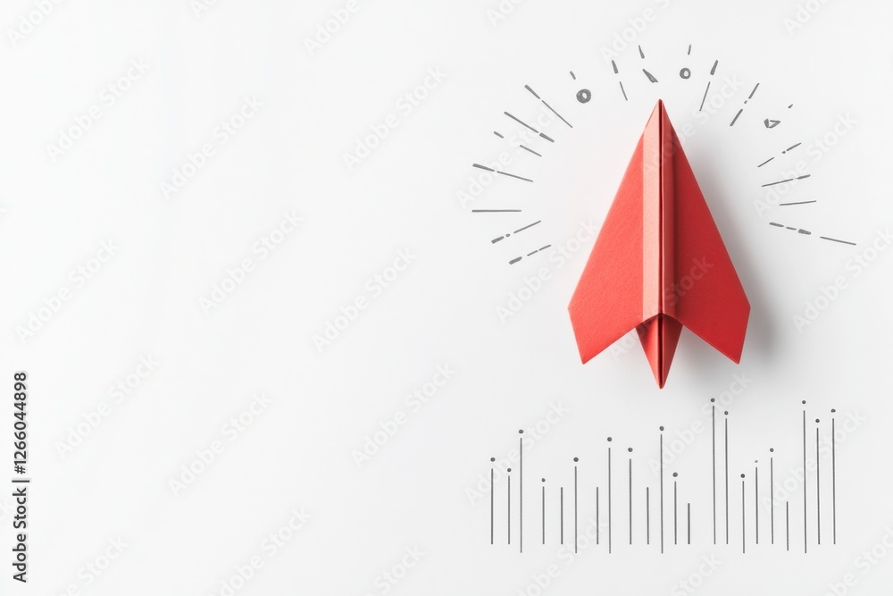 Aufkleber Red paper plane symbolizes business strategy and innovation for success in a dynamic environment. Generative AI