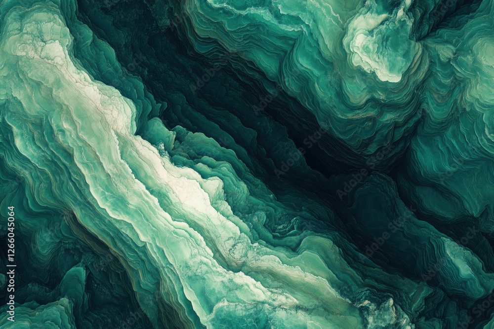 Poster seamless malachite abstract representation of swirling green and teal colors, resembling ocean waves