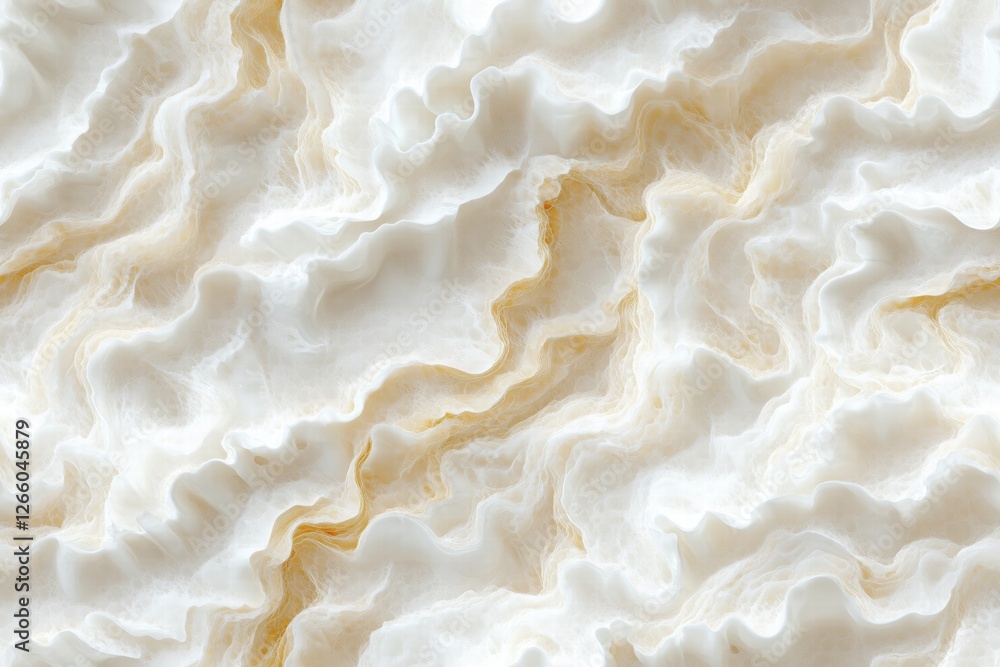 Poster seamless tridacna textured surface resembling soft, flowing white fabric with subtle golden veins. t