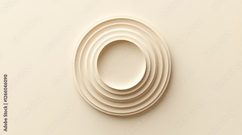 Fototapete elegant layered circular design in soft beige color showcasing modern minimalist art style and smoot