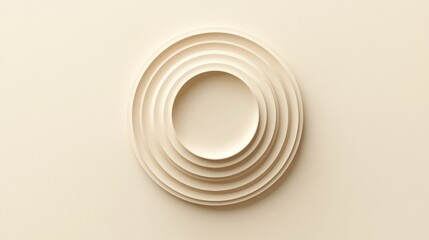 Obraz premium Elegant layered circular design in soft beige color showcasing modern minimalist art style and smooth lines of composition. Generative AI