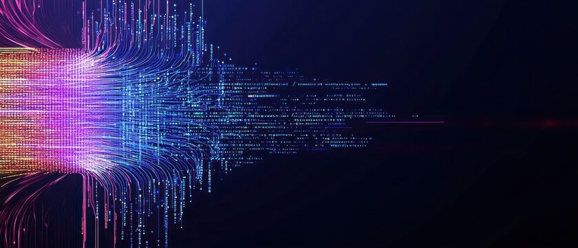 Abstract Digital Data Flow Background with Colorful Light Particles