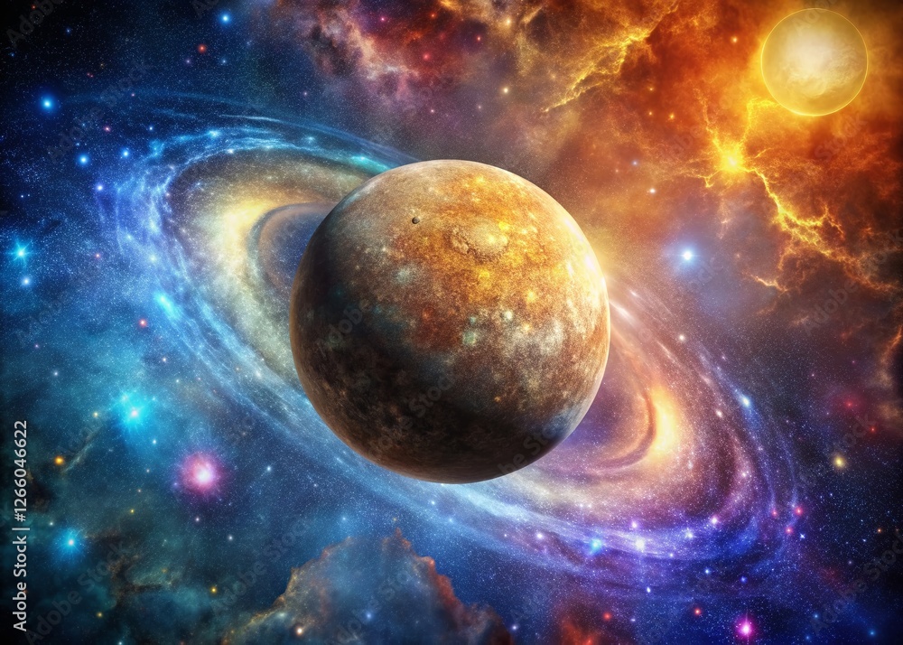 Poster retrograde mercury: a realistic photo of the planet mercury in space