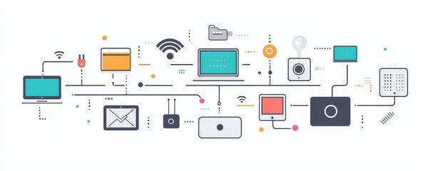 Illustration Representing Digital Connectivity and Data Security Networks