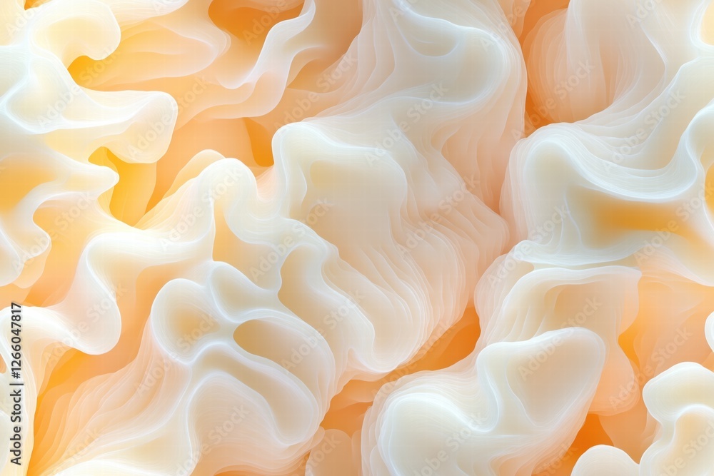 Poster seamless tridacna abstract background featuring soft, flowing shapes in shades of cream and orange, 