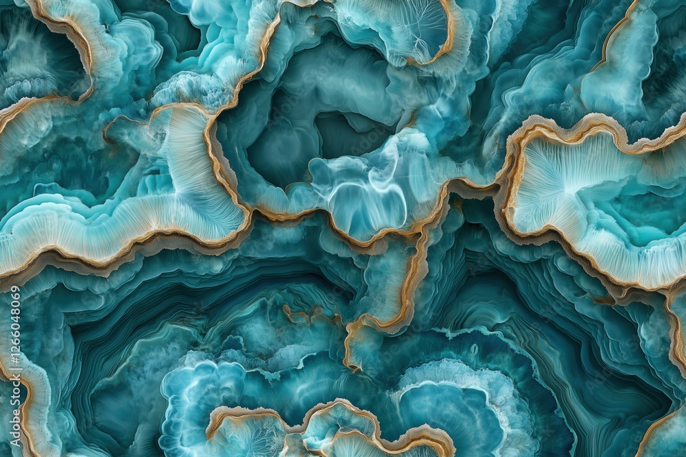 Poster seamless tridacna beautiful turquoise agate stone with intricate patterns and textures. the layers o