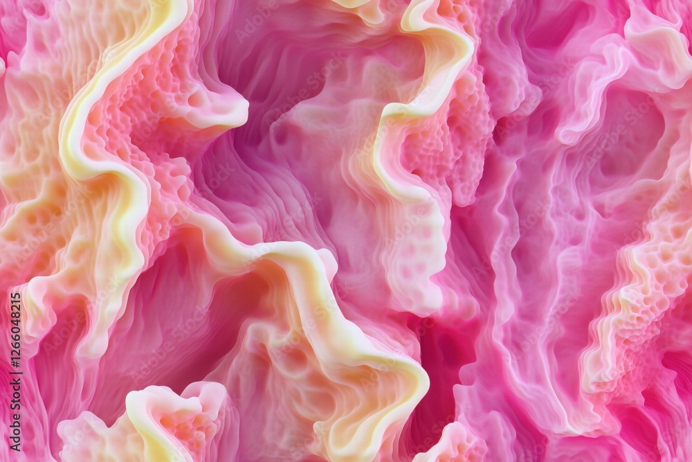 Poster seamless abstract close-up of flowing pink and cream textures resembling waves or organic forms, cre