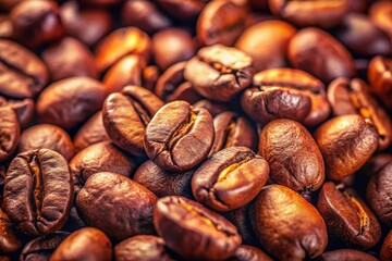 Roasted Coffee Beans Close-Up: Rich Aromatic Dark Coffee Beans Stock Photo