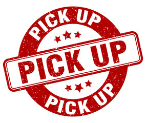 pick up stamp. pick up label. round grunge sign