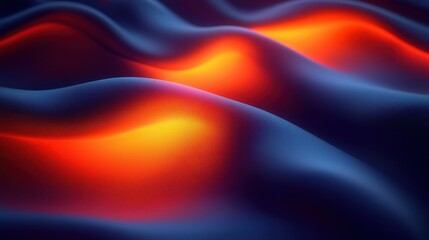 Fototapeta premium Abstract smooth waves glowing orange, creating depth; Background for graphic design