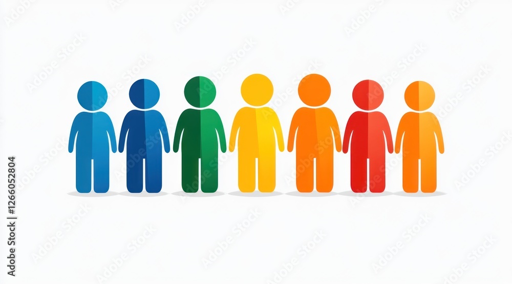 Poster this vector illustration showcases an array of colorful people icons, emphasizing diversity and conn