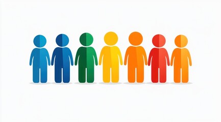 This vector illustration showcases an array of colorful people icons, emphasizing diversity and connection in a simple, flat design