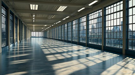 Empty Modern Office Space With City View