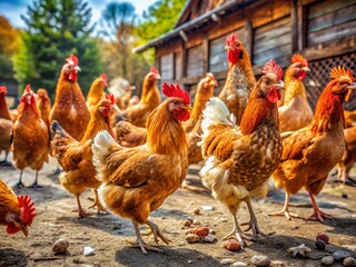Rustic Farmhouse Chicken Macro Photography: Adorable Chicks in Various Poses