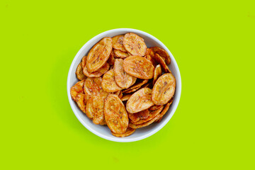 Crispy banana chips. Fruit snack