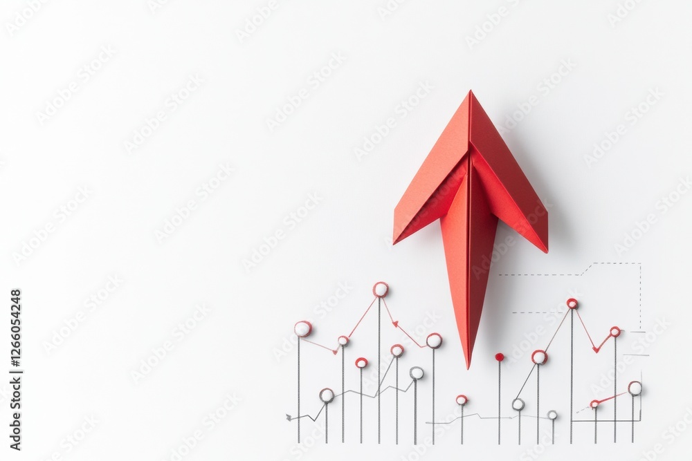 Leinwandbilder red paper plane soaring over business strategy chart representing innovative solutions and success c