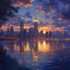 Obraz premium City waterfront luxury sunset high resolution hd picture