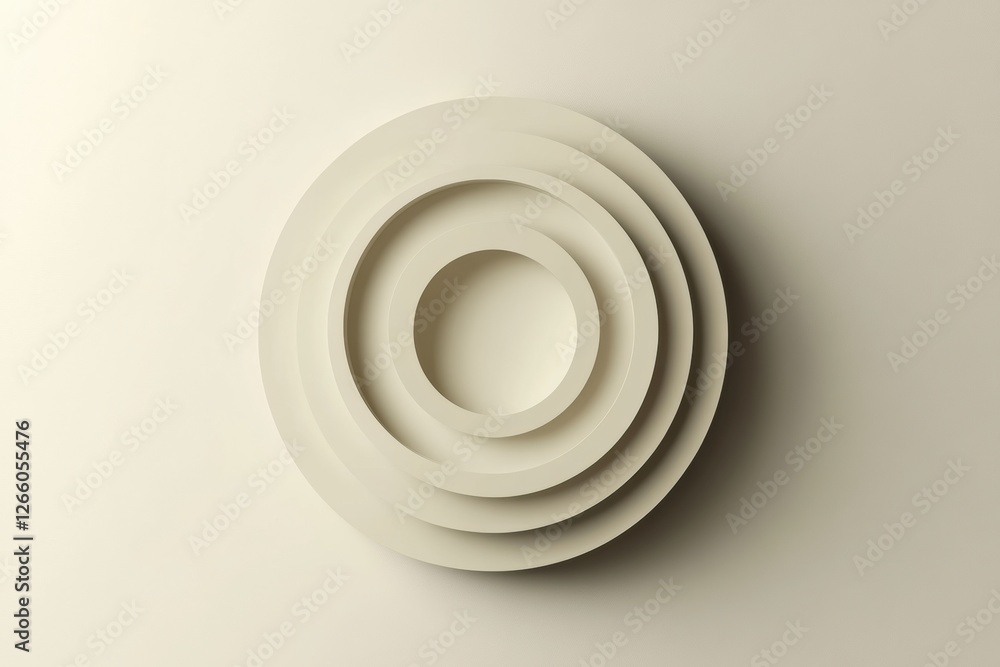 Leinwandbilder Modern minimalist design featuring concentric circles in neutral tones on a smooth background. Generative AI