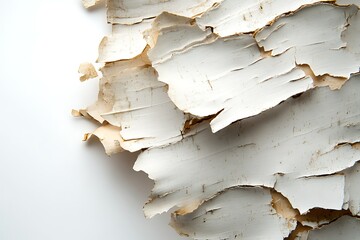 Close-up of birch bark texture on white background