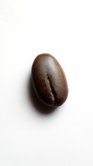 Dark roasted coffee bean on a white background highlighting its rich texture and shape. Generative AI