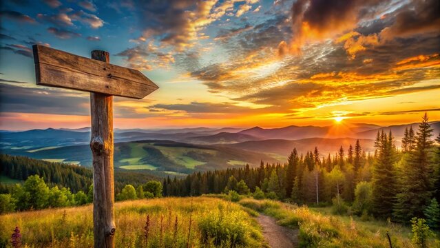 Rustic Signpost Directing to Zlatoust, Ural Mountains, Russia