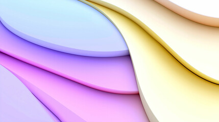 Colorful abstract layers of pastel hues create an elegant artistic design with flowing curves. Generative AI