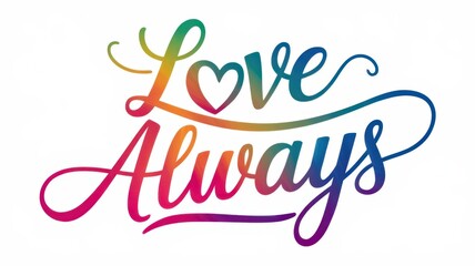 Obraz premium Love always, colorful and vibrant typography design