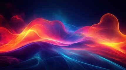 Obraz premium Colorful abstract waves of light creating a vibrant digital landscape