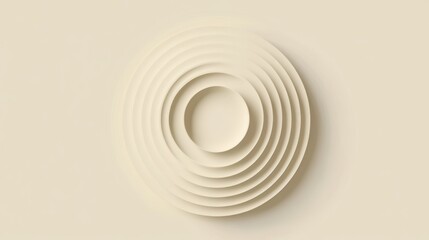 Obraz premium Artistic design featuring concentric circles in soft beige tones against a neutral background with a subtle texture. Generative AI