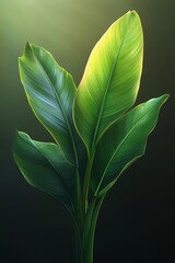 Exotic green leaves showcasing intricate details and vibrant coloration