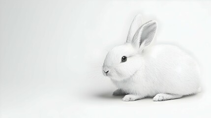 White Rabbit On White Background