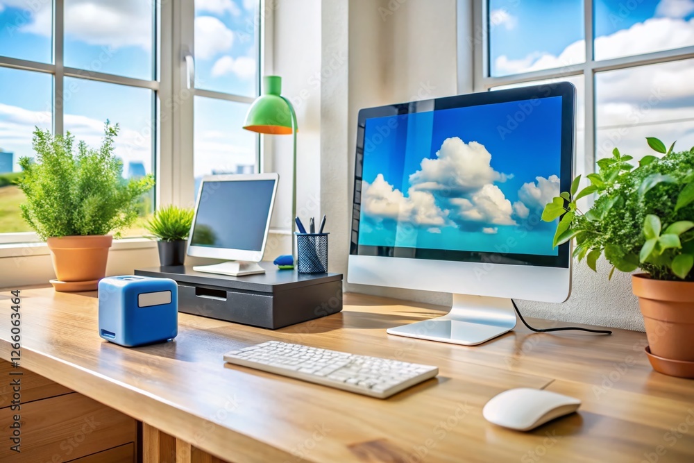 Poster secure home office data backup: external hard drives & cloud storage setup