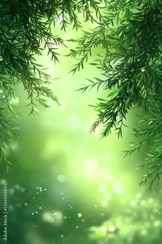 Poster serene cypress canopy with a luminous emerald green backdrop creating harmony