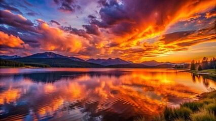 Serene Dillon Lake Sunset: Vibrant Colors & Calm Waters