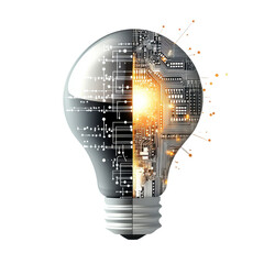Isolated Circuit Board Light Bulb Idea Concept
