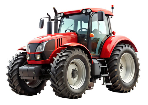 red tractor isolated on white