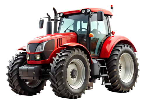 red tractor isolated on white