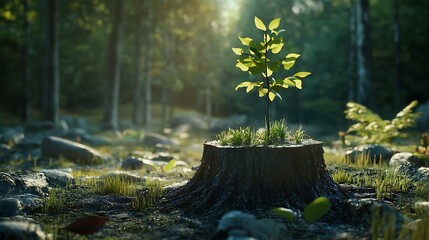 Regeneration process with tree sprouting wallpapers