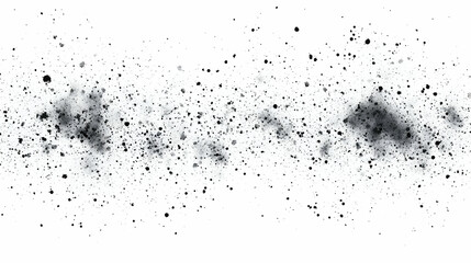 Black dust particles scattered on white. Background design element