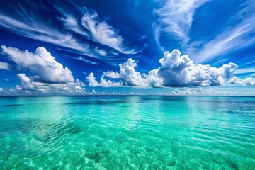 Obraz premium Serene Ocean Vista: Stunning Blue Sky and Calm Waters