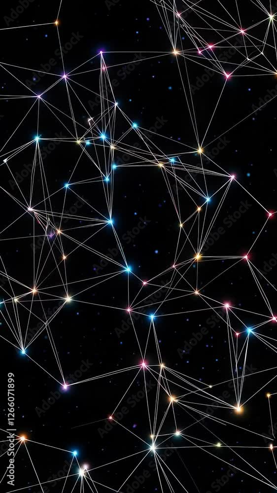 Aufkleber dynamic network of glowing geometric connections evolving in a dark space