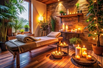 Serene Spa Relaxation: Cozy Massage Room with Aroma Sauna