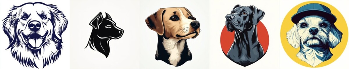 Obraz premium Charming Canine Portraits Featuring Diverse Dog Breeds and Traits