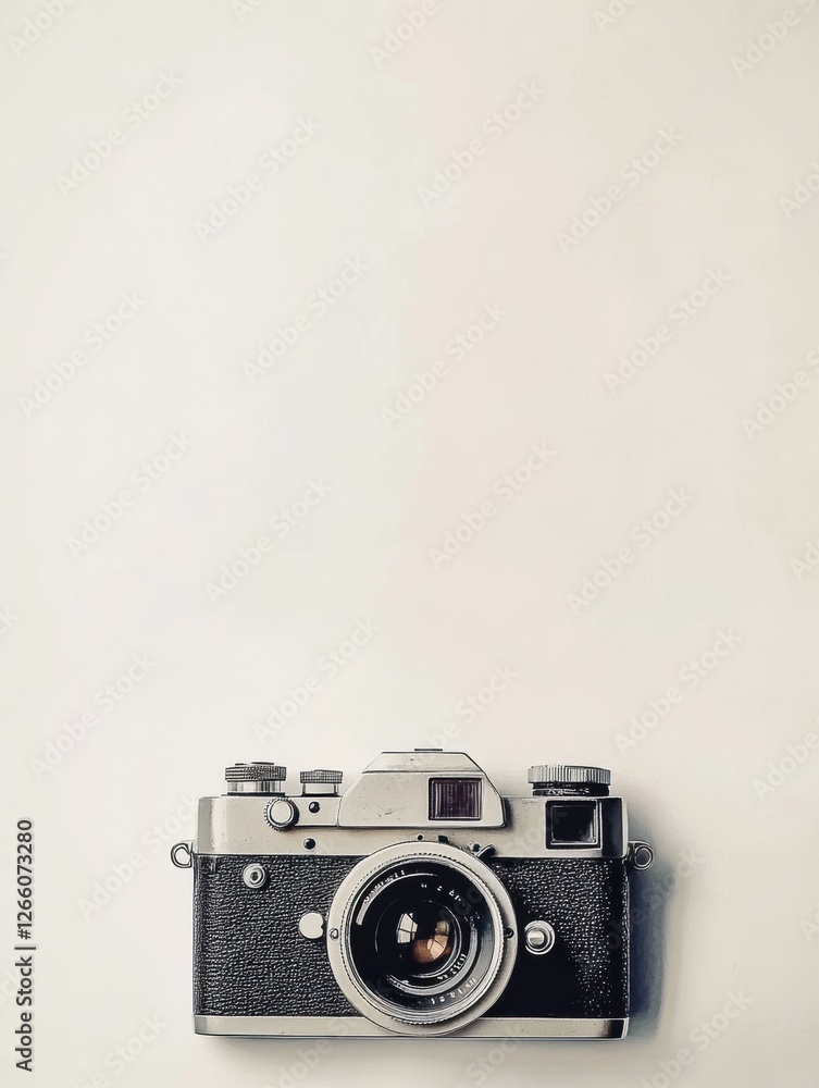 Aufkleber Classic camera on a white background showcasing vintage design and craftsmanship for photography enthusiasts. Generative AI