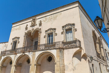Palais de Comi, magnifique palais baroque, à Corigliano d'Otranto, dans les Pouilles, Italie