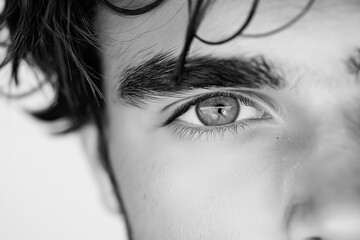 Obraz premium Close-up of an Eye in Black and White