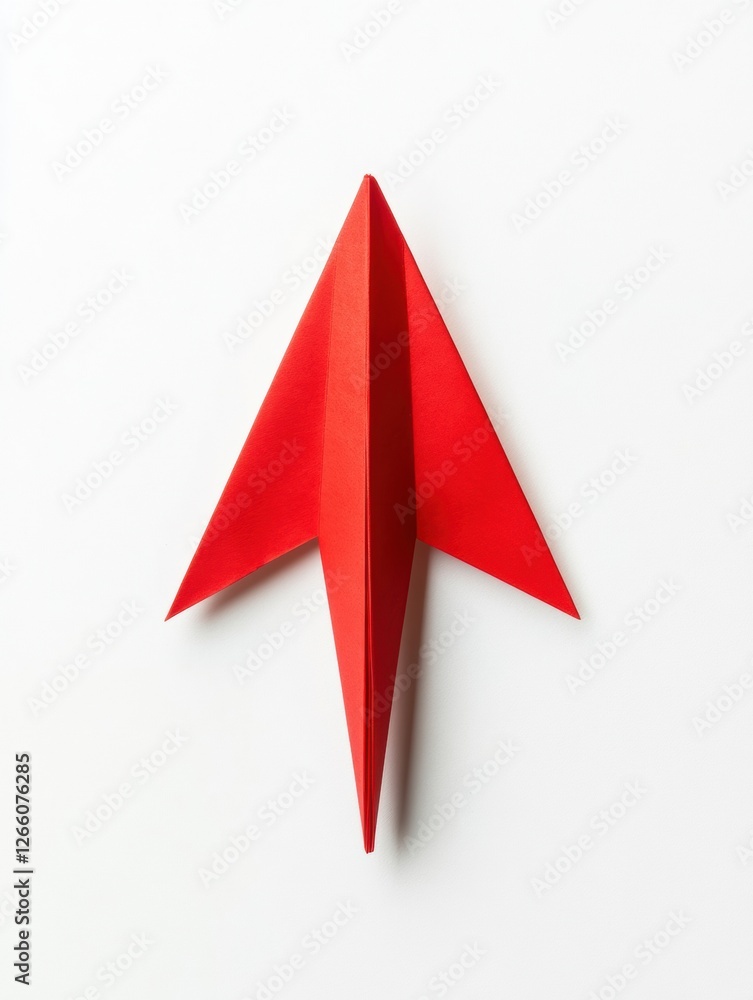Fototapete red paper plane symbolizing business strategy and innovation on a clean white background representin
