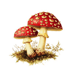 Obraz premium Isolated Two Red Mushrooms